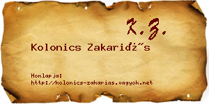 Kolonics Zakariás névjegykártya